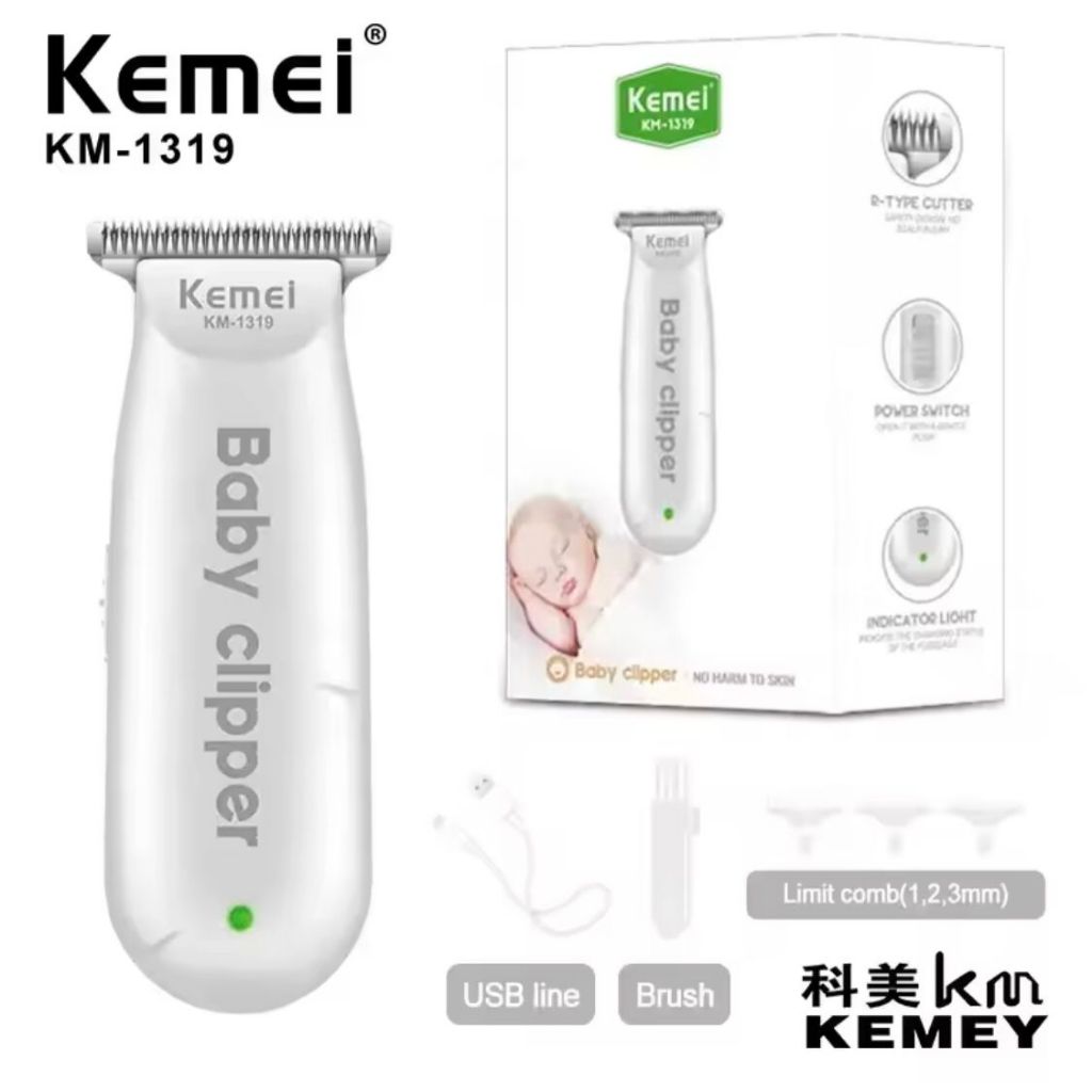 Kemei KM-1319 ไฟฟ้า USB Baby Hair Trimmer มินิเด็กตัดผมเครื่องโกนหนวดแบบชาร์จไฟได้