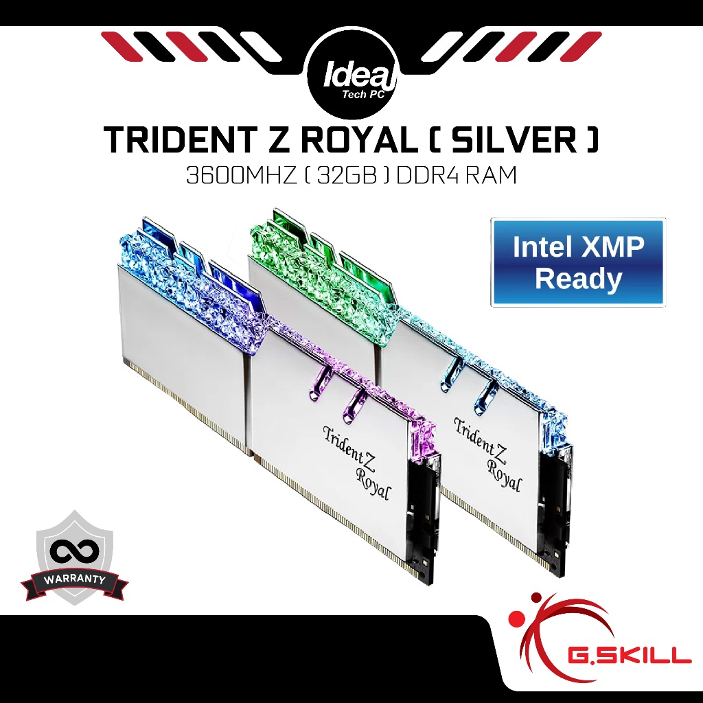 G.skill TRIDENT Z ROYAL SILVER 3600MHZ 32GB CL19-20-40 1.35V INTEL XMP DDR4 RAM