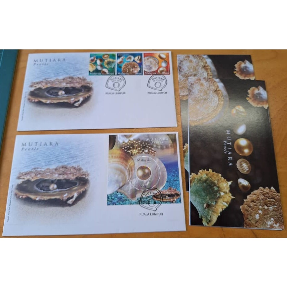 2015 Mutiara Pearls Minature Sheet MS & Stamp FDC ชุดคู่พร้อมโบรชัวร์