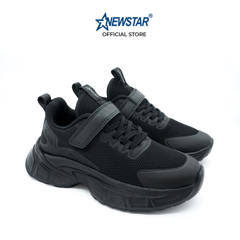 NewStar Black School Shoes W726B [สายตีนตุ๊กแก] Kasut Hitam