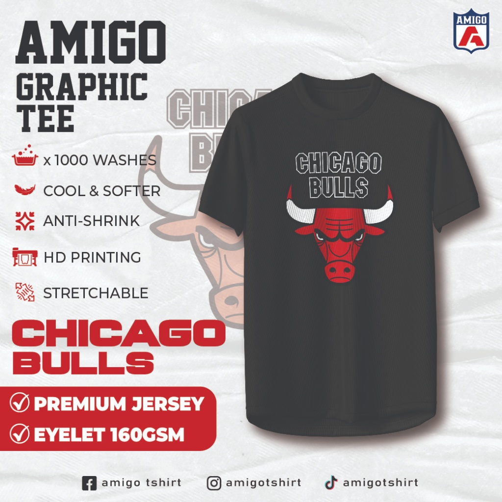 AMIGO ระเหิดไมโครไฟเบอร์ Jersey tshirt ออกแบบ CHICAGO BULL baju jersi เสื้อ viral tiktok jersey