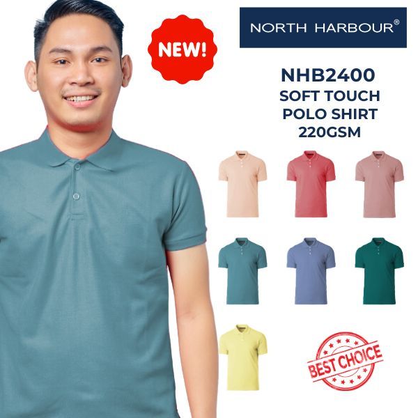 NORTH HARBOUR เสื้อโปโลสัมผัสนุ่ม Unisex NHB2400- ผู้ชายผู้หญิงเสื้อโปโลธรรมดาผ้าฝ้ายคอปก