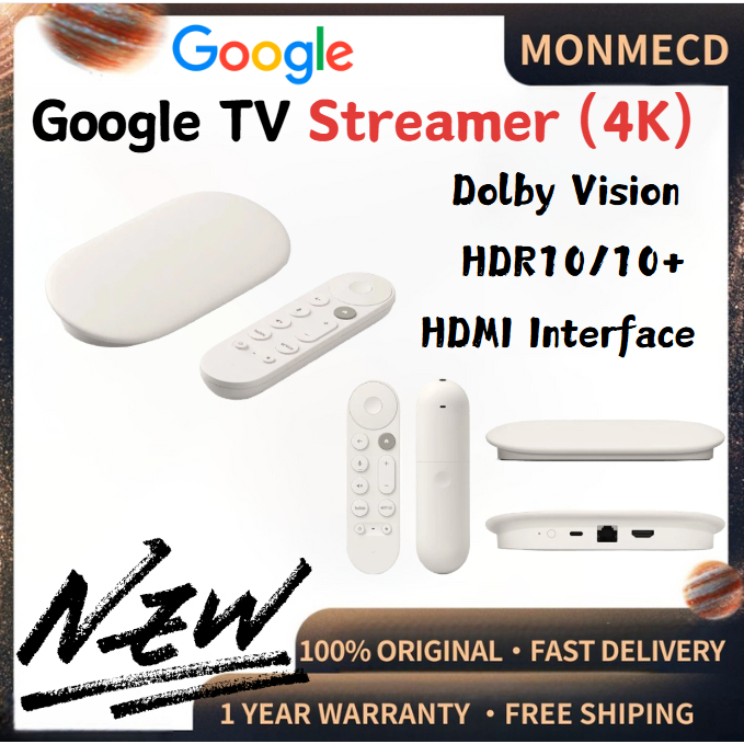 Google TV Streamer 4K 32GB HDR10/10+ Wi-Fi 802.11ac Android 14 USB-C HDMI Dolby Digital/Vision Bluet