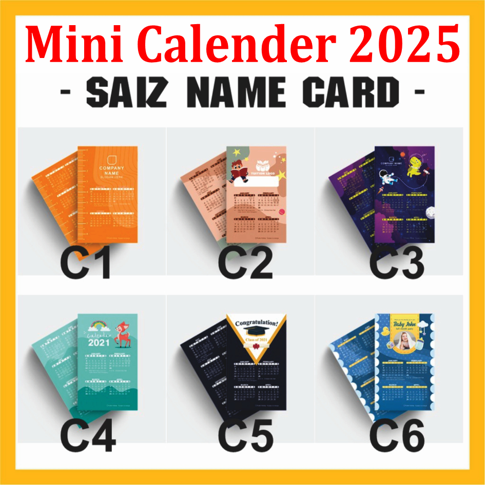 [Ezee Station] Mini Calender 2025 saiz Name card @ Business Card - Double Sides (100s)