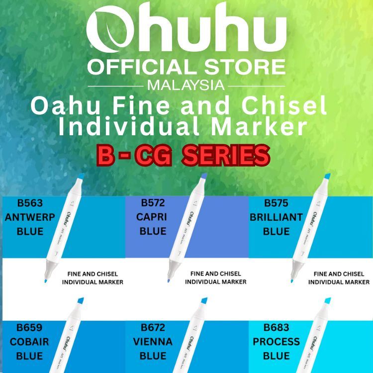 Ohuhu Oahu Series (B - CG SERIES) ปากกามาร์กเกอร์ส่วนบุคคล Fine & Chisel Professional Marker Group 5