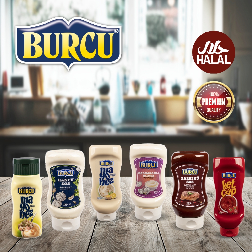 Burcu Garlic Mayonnaise/ Mayonnaise/ Ranch Sauce/ BBQ Sauce/ Ketchup Hot & Sweet/ Apple Vinegar - Re