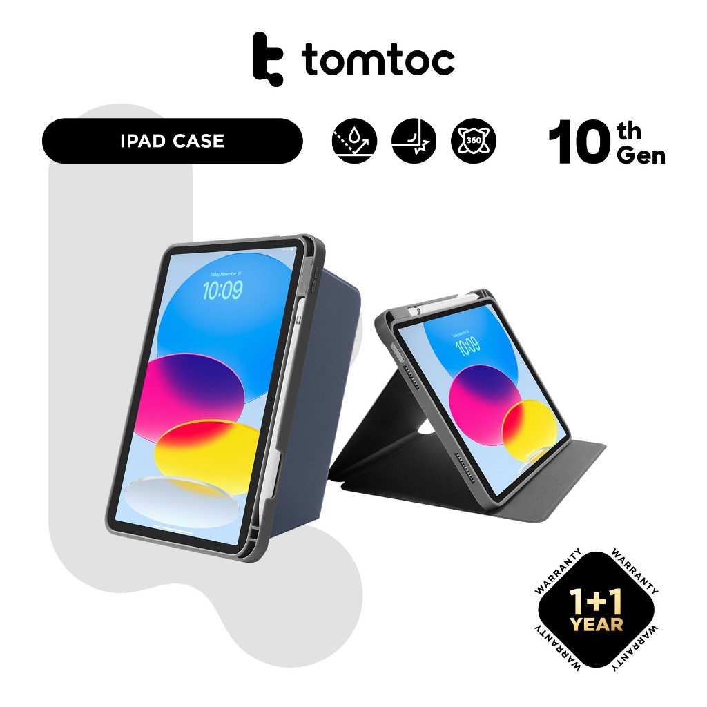 Tomtoc B50 เคส iPad 10.9 นิ้ว Tri-Mode เคสแท็บเล็ตพร้อมที่ใส่ดินสอ iPad - iPad 10th Gen 2022