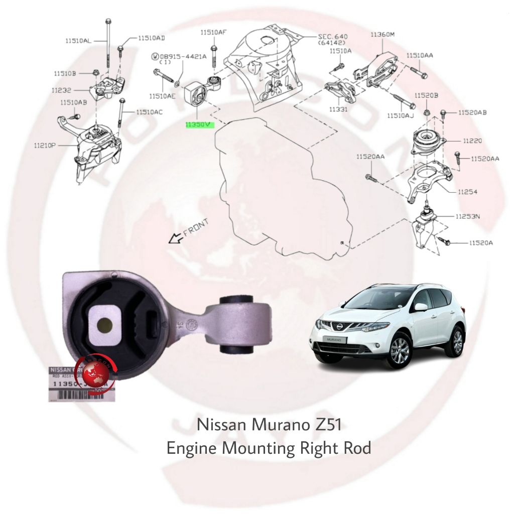 Nissan Murano Z51 2.5 ติดตั้งเครื่องยนต์ขวาด้านหน้า (ก้าน) Z51-2.5 11350
