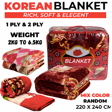 BLANKET เกาหลีคุณภาพสูง SUPER SOFT DOUBLE PLY DOUBLE BED BLANKET 2KG ถึง 6.5KG ขนาด 220 x 240 NO.1 Q