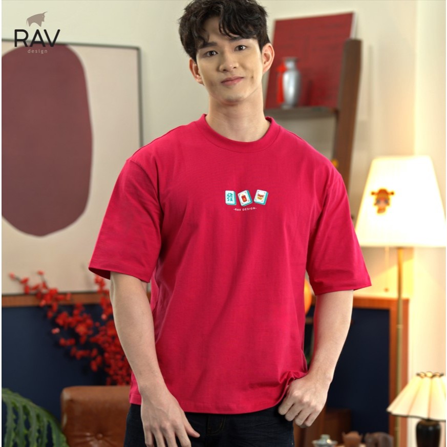 Cny Family เสื้อยืดแขนสั้นทรงปล่อย/โอเวอร์ไซส์พิมพ์ลายองค์ประกอบปีใหม่