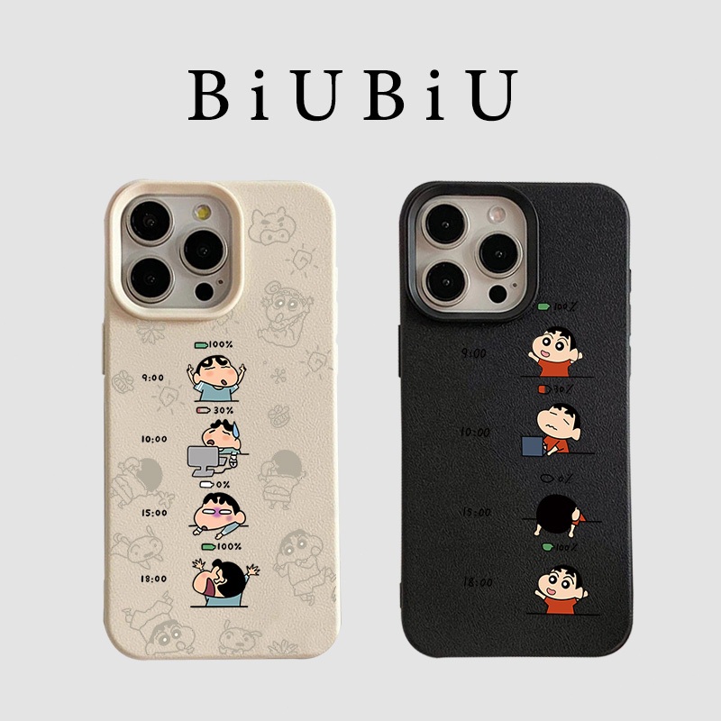 เข้ากันได้กับ iphone 16 Pro Max 15 Casing Crayon Shin-chan Daily Status List 11 12 13 14 Pro 7 8 Plu