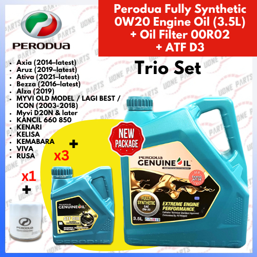100 (GOT SIRIM - Pic2&3) PERODUA 0W20 FULLY SYNTHETIC ENGINE OIL (3.5L) 70011016 - Axia Bezza Myvi D