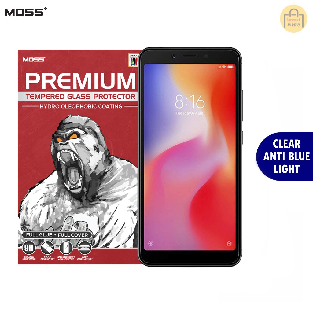 Redmi 6 7 Pro 9T 9i 9 Prime 10 / S2 MOSS 111D Full Cover Clear Anti Blue Light กระจกนิรภัย