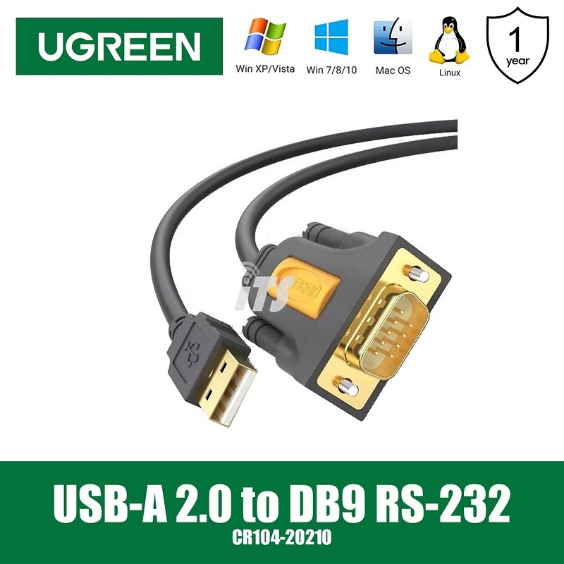 UGREEN USB-A 2.0 to DB9 RS-232 Male Serial Adapter Cable 1M (CR104-20210)