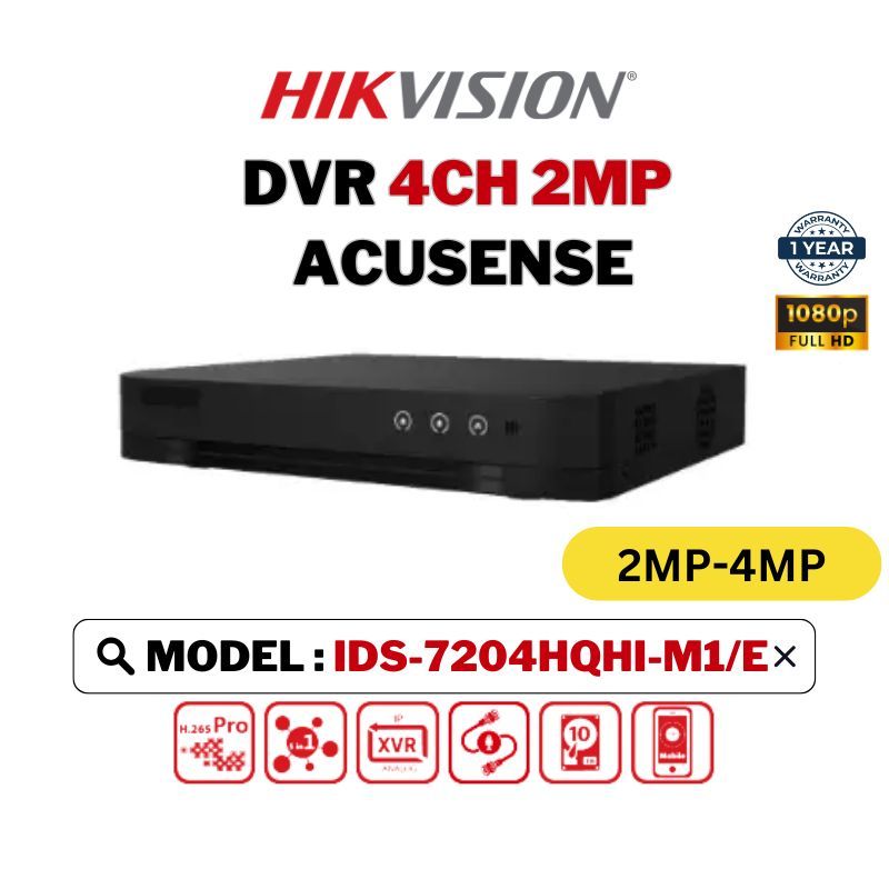 HIKVISION กล้องวงจรปิด DVR 4CH Digital Video Decorder Turbo HD 4 ช่อง 2MP-4MP DVR iDS-7204HQHI-M1/E