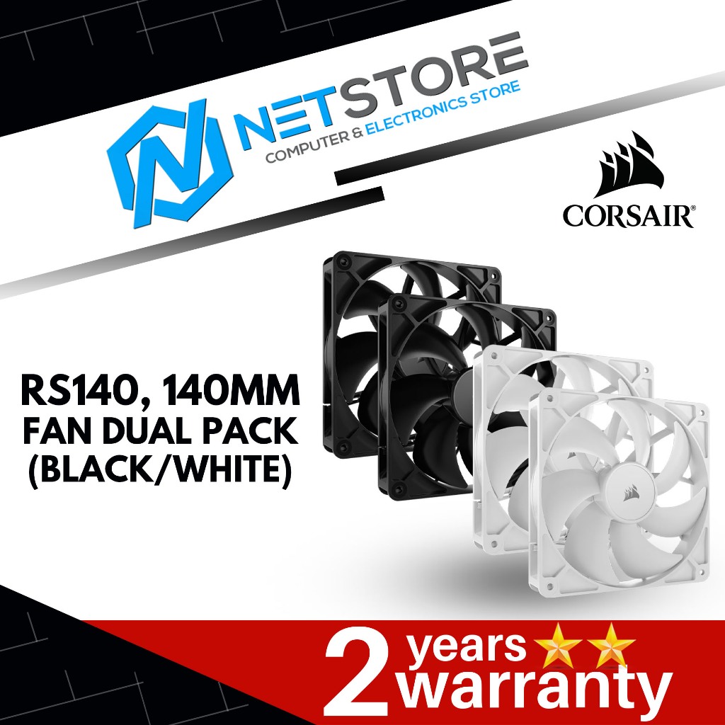 CORSAIR RS140, 140MM FAN DUAL PACK (สีดํา/ขาว)