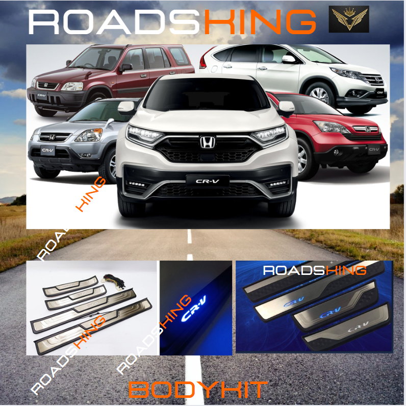 4pcs HONDA CRV 2007 ~ 2020 ด้านข้างเหล็กแผ่นประตูด้านข้างพร้อมหลอดไฟ LED แสงสีฟ้า COLOUR