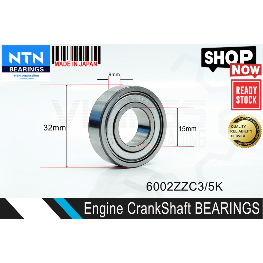 ดีจามิน NTN!! 6002ZZC3 6002 6002ZZ 6002 ZZ C3 RINGAN RACING NTN ENGINE CRANSHAFT BEARING RACING