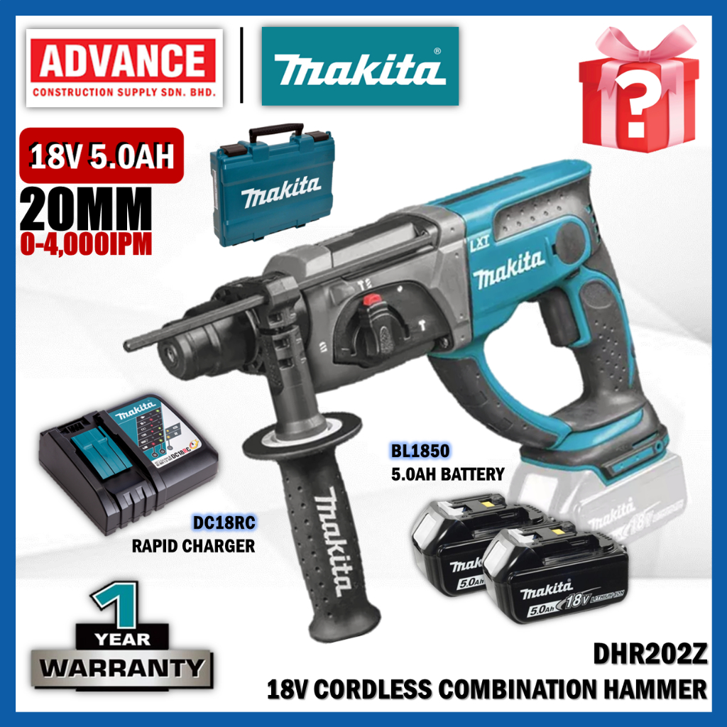 MAKITA DHR202Z / DHR202RFE 18V ค้อนรวมไร้สาย 20MM (13/16")