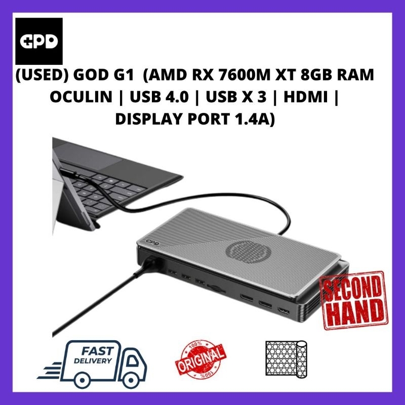 (ใช้แล้ว) GPD G1 eGPU (AMD RX 7600M XT | 8GB VRAM | HDMI, USB 4.0, USB X3, DISPLAY PORT 1.4A x2)