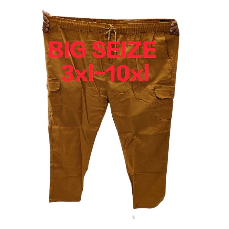 Plus size 6 pocket cargo slack กางเกงขายาว (Tali GATA ) Unisex super Stretchable . ทรงตรง (Size 3xl -10xl)