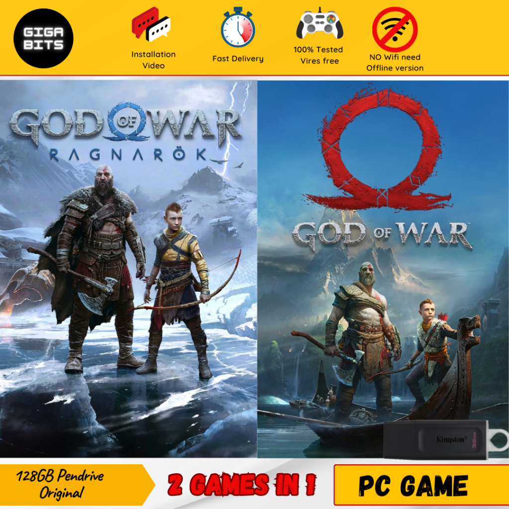 God of War Ragnarök 2024 และ God of War 2 in 1 ไดรฟ์นิ้วหัวแม่มือ 128GB ติดตั้ง USB สําหรับ PC Windo