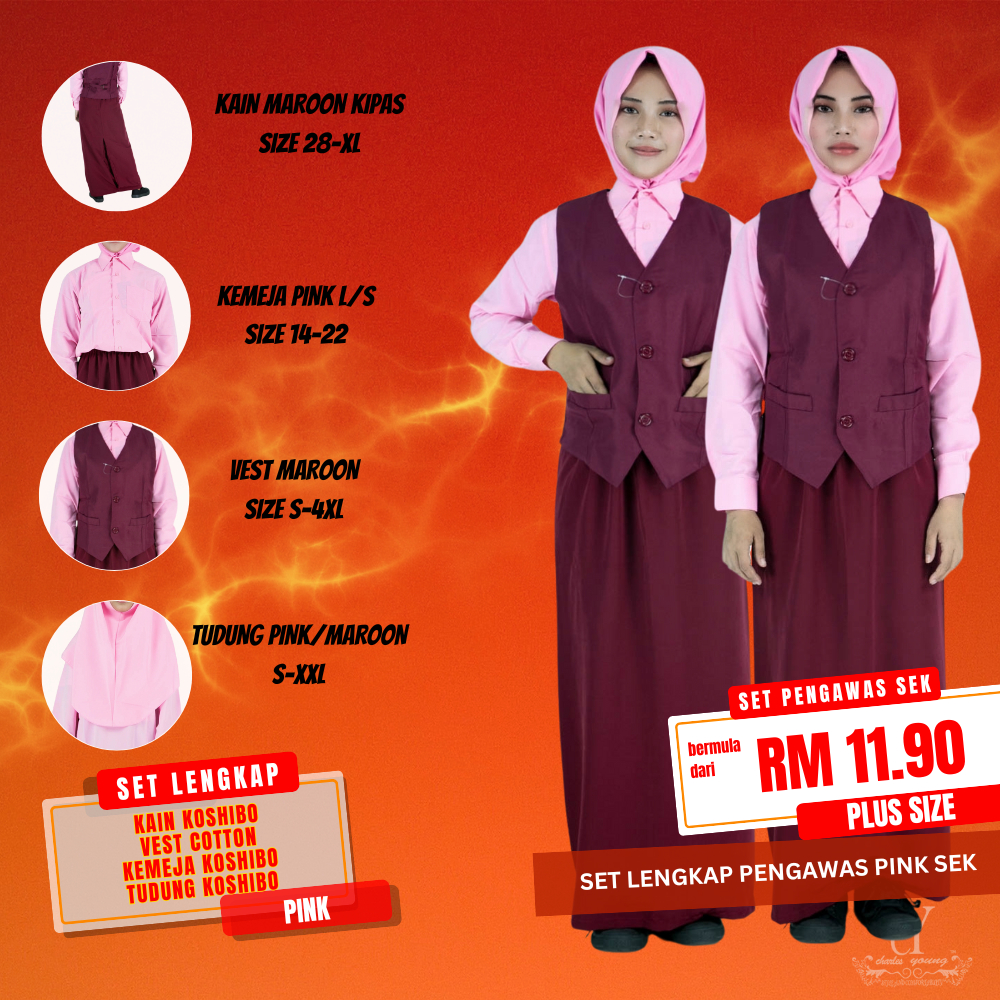 KEMEJA CY COMPLETE SET OF PINK SCHOOL SUPERVISORS/MAROON FAN CLOTH/PINK LONG-SLEEVED SHIRT/MAROON SC