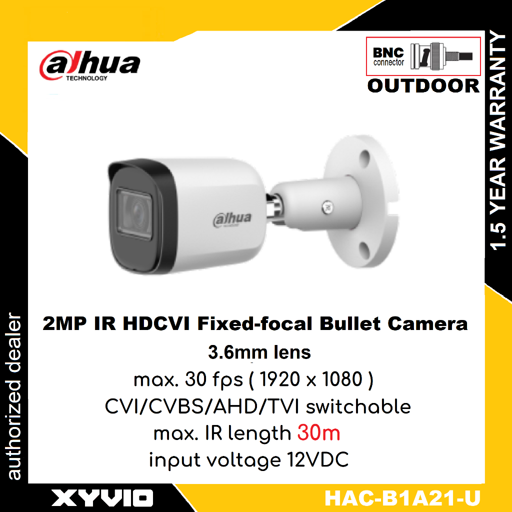 DAHUA HAC-B1A21-U กล้องวงจรปิดกลางแจ้ง IR Bullet กล้อง 2.0MP 2MP 1080P HDCVI IR กล้องสําหรับกลางแจ้ง