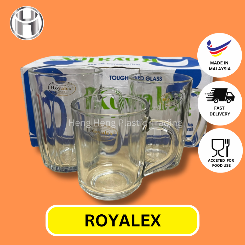 ROYALEX MUG / TEMPERED MUG / TOUGHENED GLASS / TRANSPARENT MUG - 8.5oz, 9.5oz, 13oz
