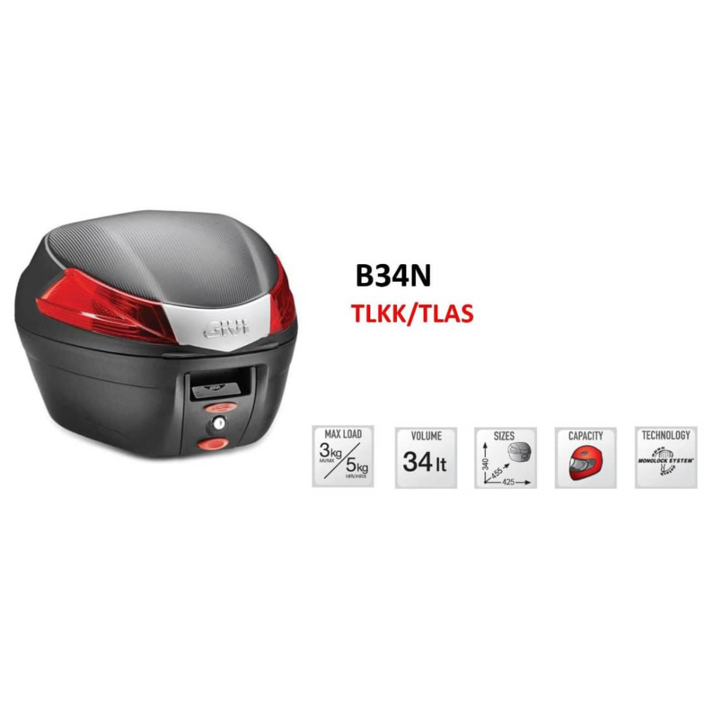 TOPBOX TOP BOX KOTAK MOTOR MOTORCYCLE GIVI B34N TOPCASE 34 LITER TOPBOX ULTIMO PETI SIMPAAN