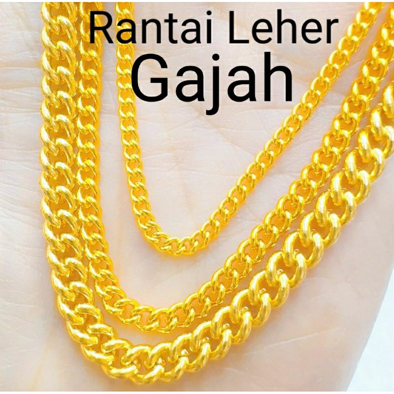 ADA COP 916 (NCE35) EMAS BANGKOK RANTAI LEHER GAJAH KILAT BUDAK/DEWASA ผู้ใหญ่/CHILDREN สร้อยคอ 24K 