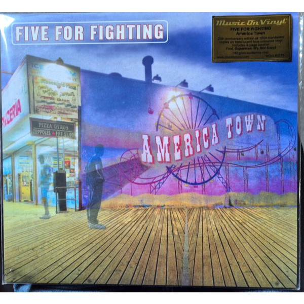 Five For Fighting – America Town, LP, Numbered, ไวนิลสีน้ําเงินโปร่งแสง, ใหม่เอี่ยม