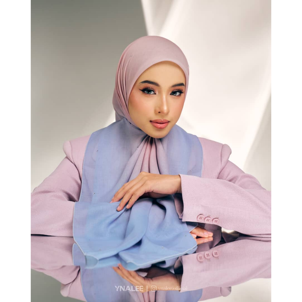 Tudung YNALEE SCARVES Rainbow Bawal Plain / Bawal Pelangi / Bawal Bidan 45 Collection 2025