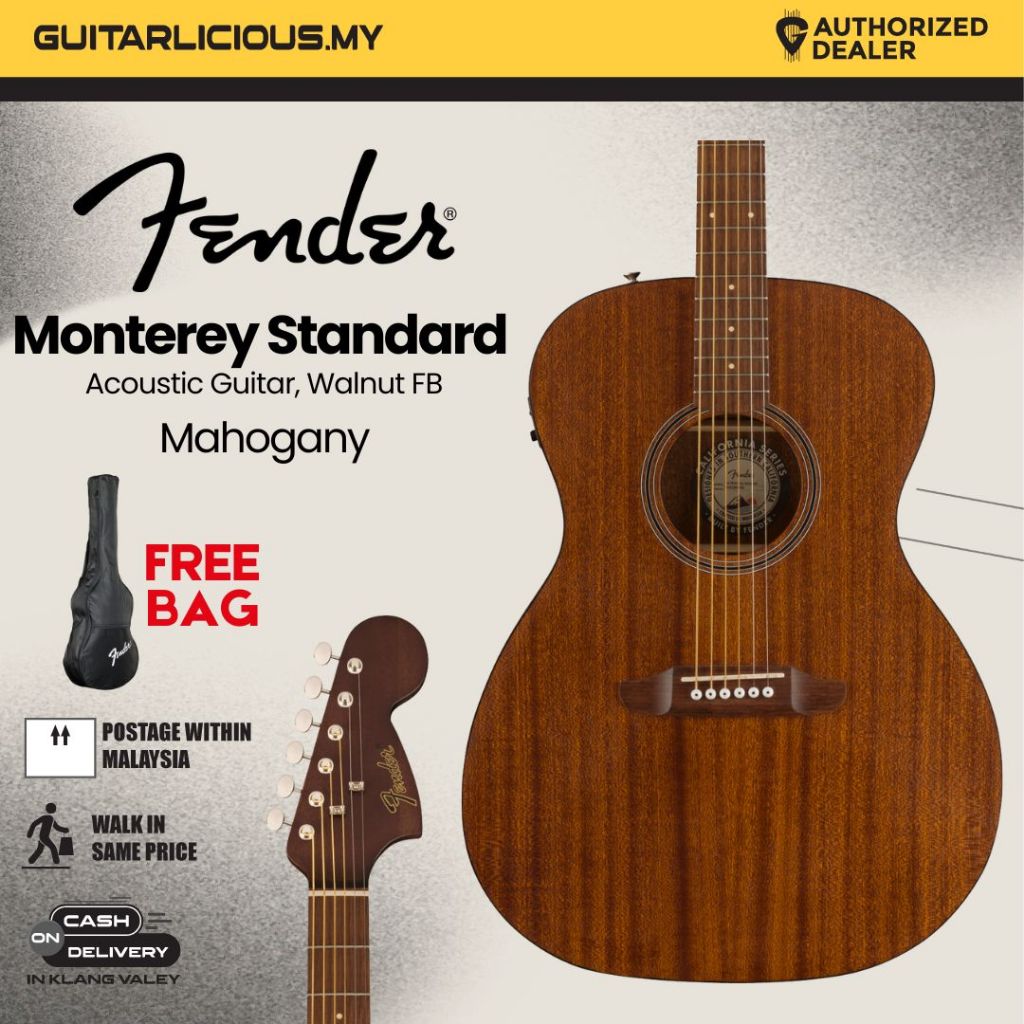 กีต้าร์โปร่งมาตรฐาน Fender Monterey, Walnut FB - Mahogany