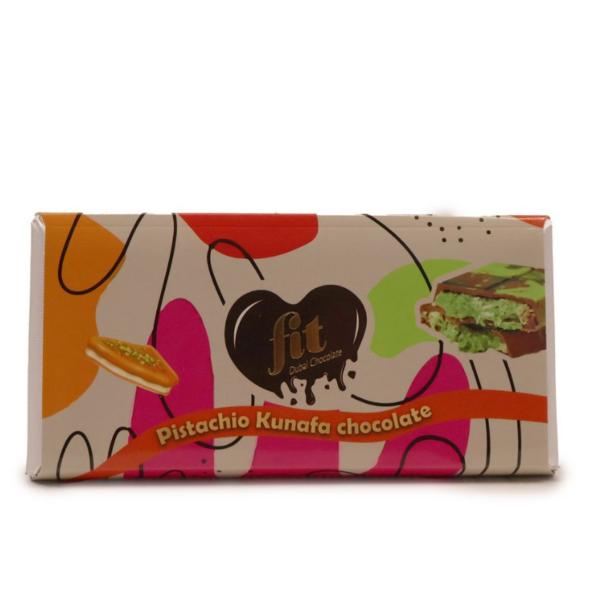 FIT DUBAI CHOCOLATE { 100G } PISTACHIO KUNAFA CHOCOLATE ,MADE IN U.A.E BY MAX CHOCOLATE