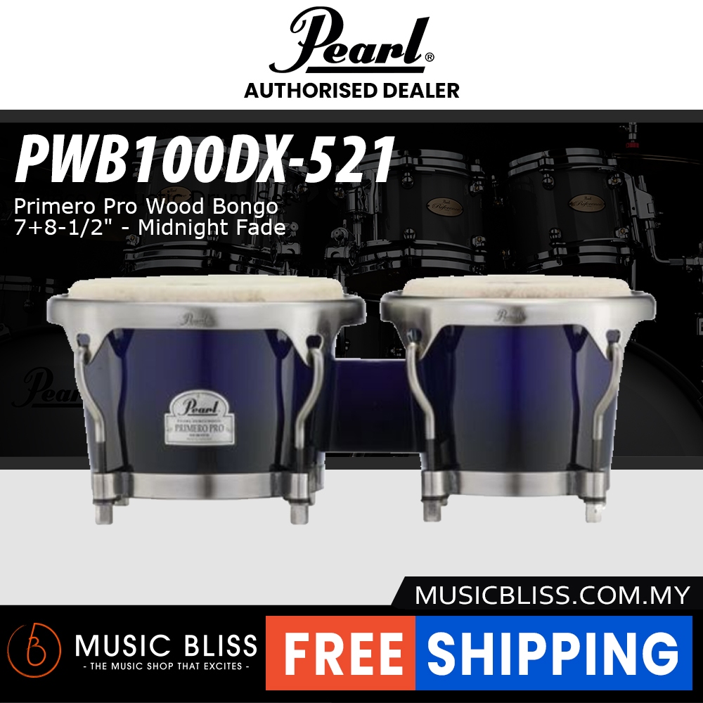 Pearl PWB-100DX-521 Primero Pro Wood Bongo 7+8-1/2" - Midnight Fade