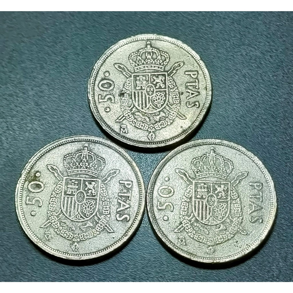 สเปน Juan Carlos I, 50 Pesetas 1982-1983 ( 3 เหรียญ )
