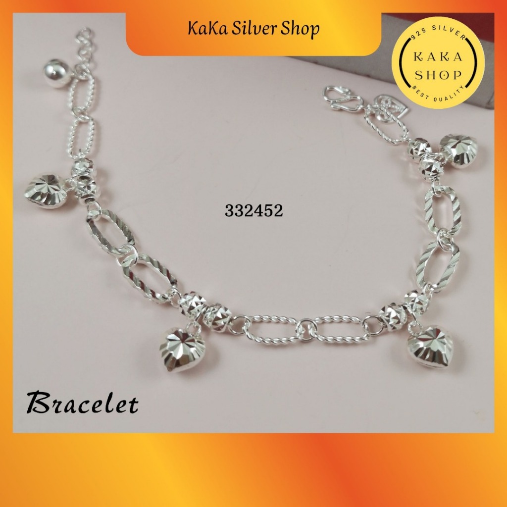 สร้อยข้อมือตัดรัก 925 เงิน 4 สําหรับผู้หญิง (332452) Perempuan 4 Hati Gelang Tangan Perak 925