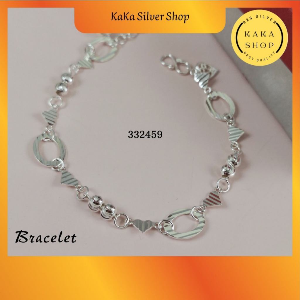 สร้อยข้อมือตัดเงิน 925 สําหรับผู้หญิง (332459) ผู้หญิง Gelang Tangan Perak 925
