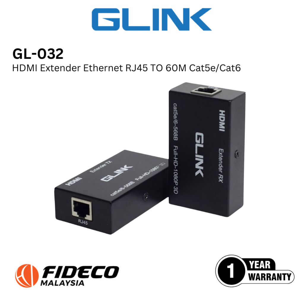 Glink GL-032 1080p HDMI Extender Ethernet RJ45 ถึง 60M Cat5e/Cat6