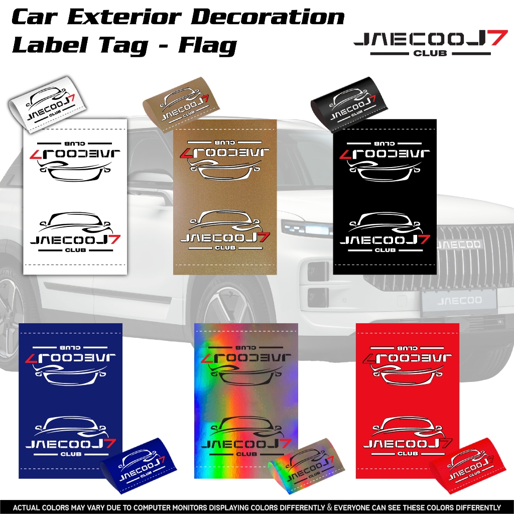 JAECOO J7 Club Logo Design รถตกแต่งภายนอกป้ายป้ายสติกเกอร์ธงกันน้ํา