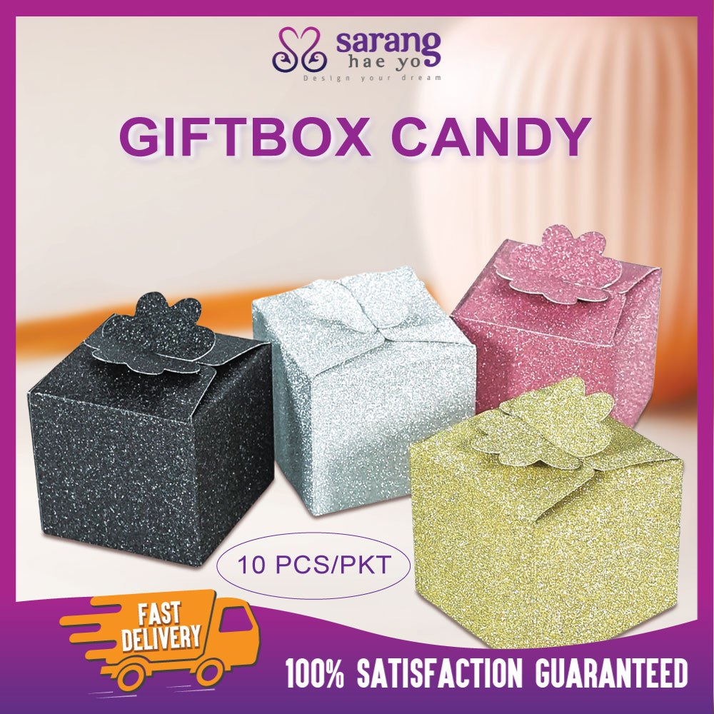 10 ชิ้น/ 1pkt [L8*W8*H9 ซม.] Kotak Doorgift Box Candy Goodies Box Kotak Gula-Gulat