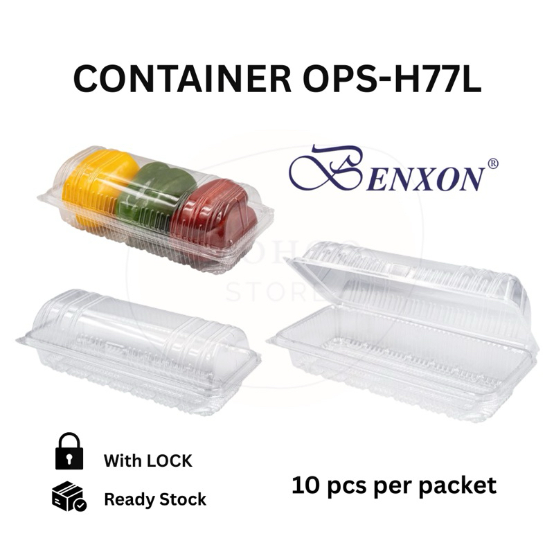 [10 ชิ้น] OPS-H77L ถาดพลาสติกสวิสโรลพร้อมตัวล็อคเบเกอรี่กล่องเค้กใสแบบใช้แล้วทิ้ง h77l benxon