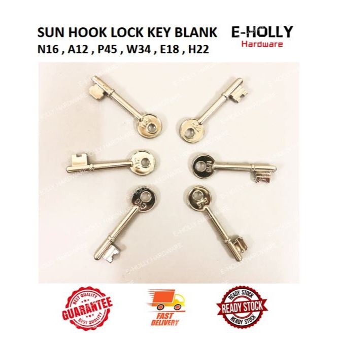 EHLLY Mortise Key สําหรับย่างประตูล็อค Sun Hook Lock ประตูโลหะ Kunci Pintu Grill Besi / [ N16 W34 A1
