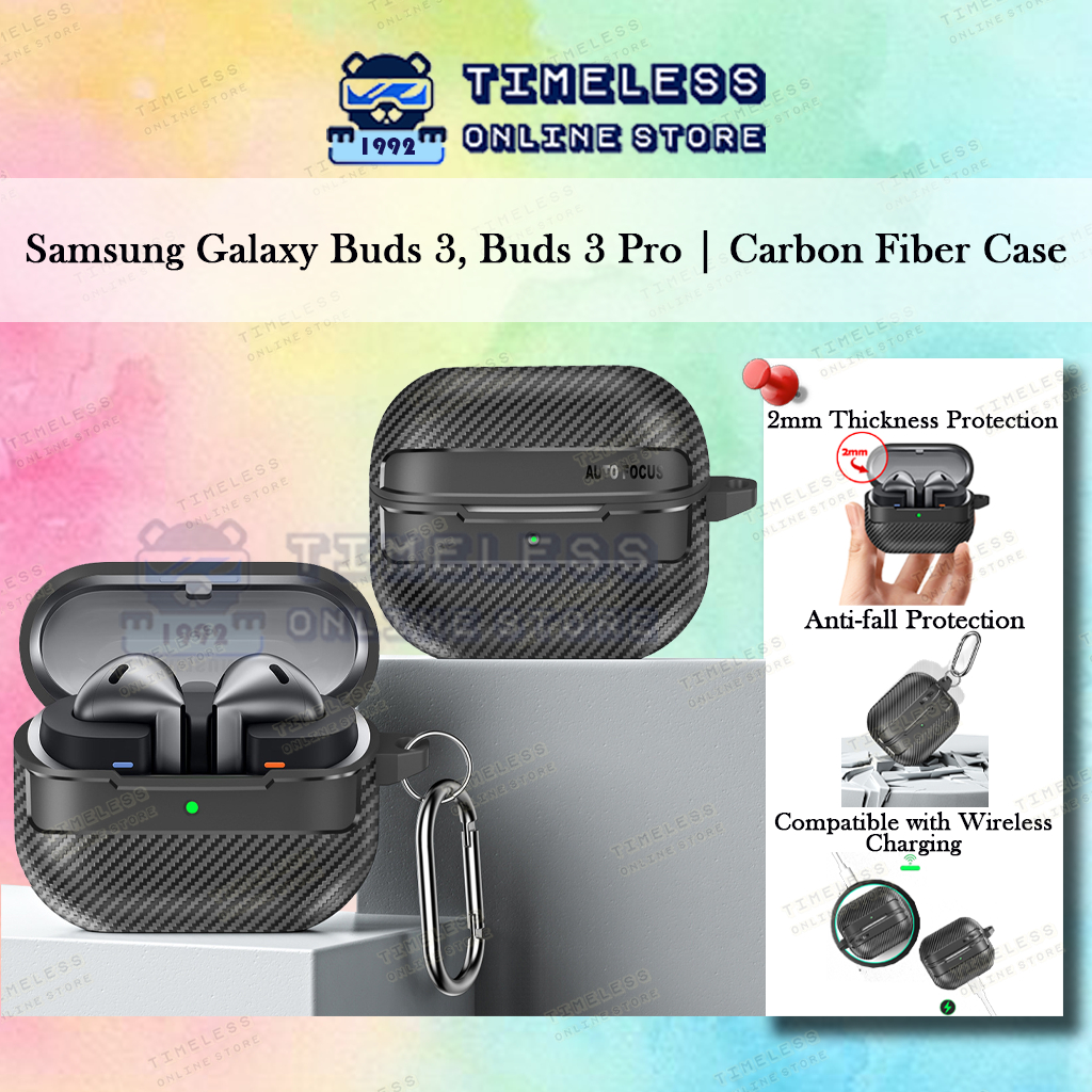เคส Samsung Galaxy Buds 3, 3 Pro, เคสป้องกันคาร์บอนไฟเบอร์, ความหนา 2 มม. คลุมทั้งหมดสําหรับหูฟัง Bu