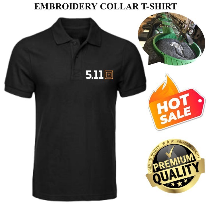 EMBROIDERY SULAM 511 เกี่ยวกับยุทธวิธีโลโก้เสื้อคอปกสีดํา