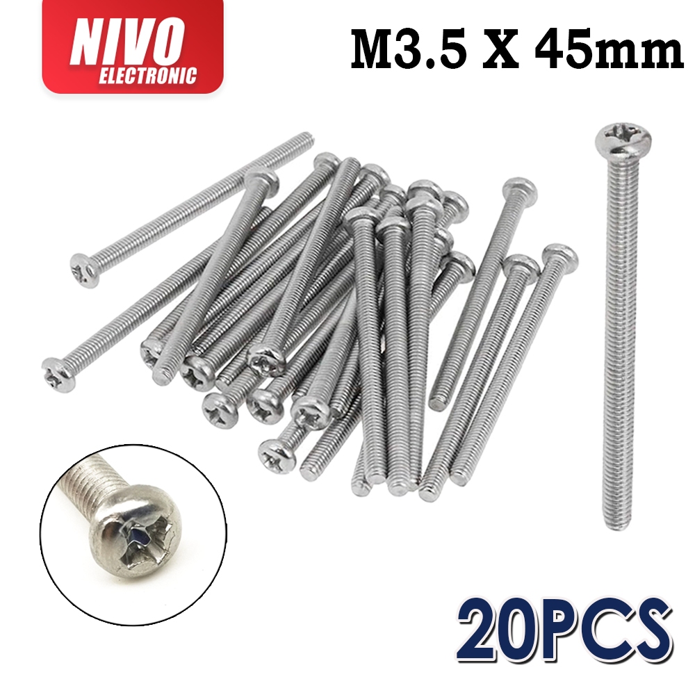 20PCS M3.5mm X 45mm PVC BASE SCREW NUT ROUND