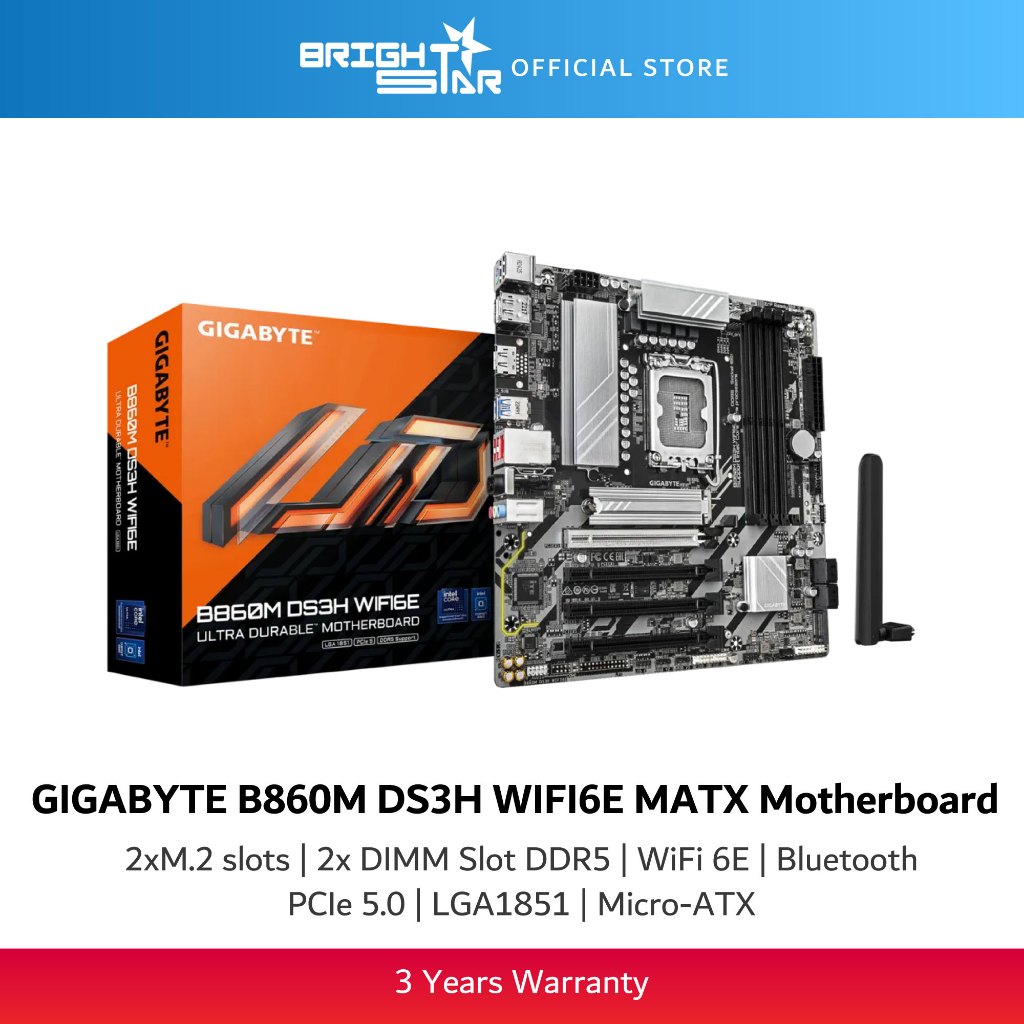 GIGABYTE B860M DS3H WIFI6E LGA1851 เมนบอร์ดไมโครเอทีเอ็กซ์