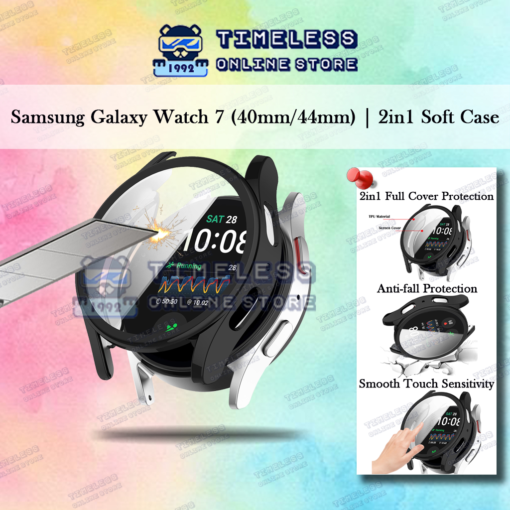 🇲🇾 เคสป้องกัน Samsung Galaxy Watch 7, เคสป้องกันแบบนุ่ม 2in1 พร้อมฝาครอบหน้าจอ, ฝาครอบตัวถังสมาร์ทวอ