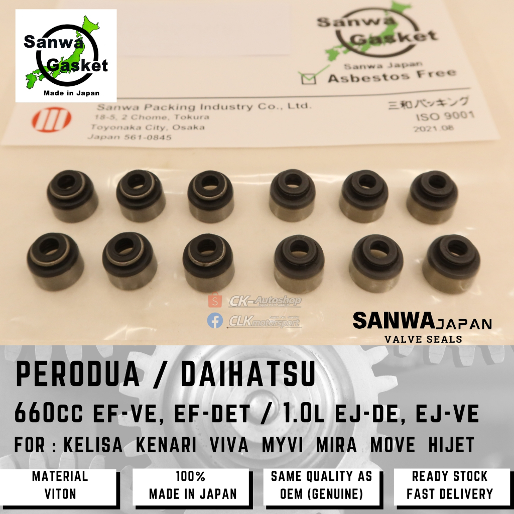 Sanwa Japan Viton ซีลวาล์ว - Perodua 660 EF EF EF EF EF EFVE 850 EDVE 1.0L EJDE EJVE Kancil Kelisa K